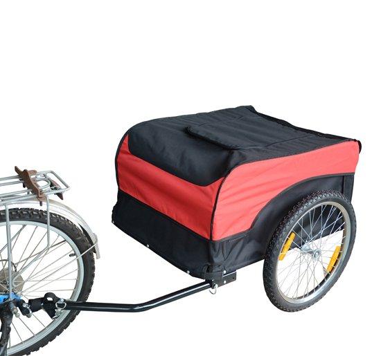 Carrello per Bici Rimorchio per Bicicletta Rosso e Nero 