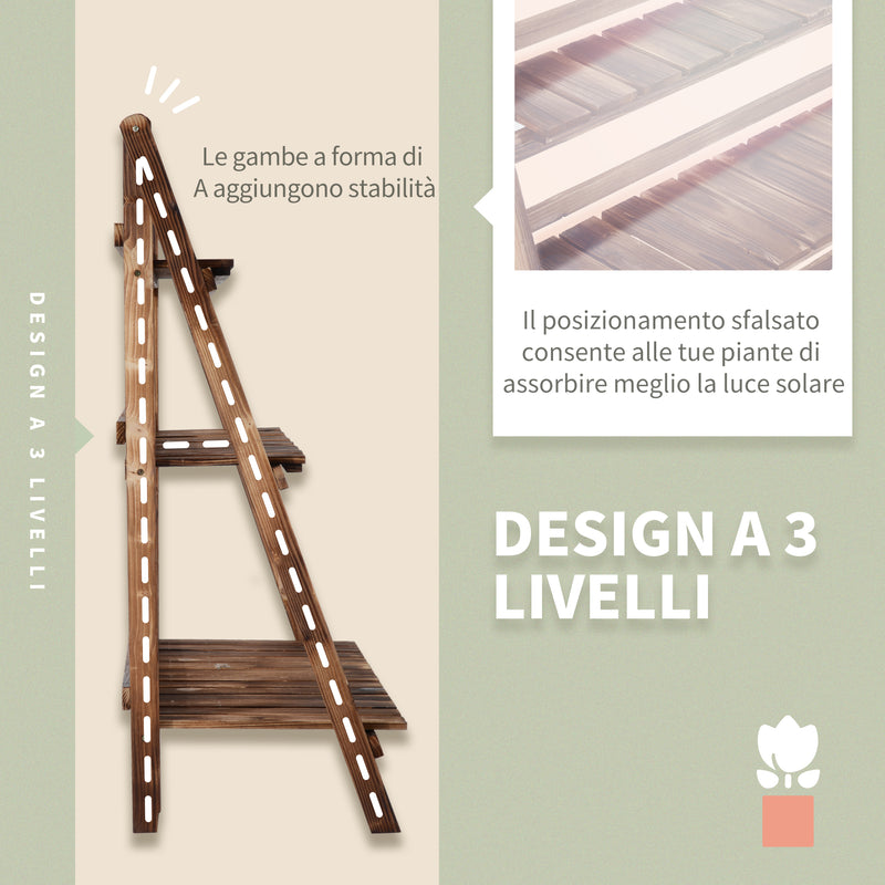 Portapiante da Giardino a 3 Ripiani in Legno di Abete 100x37x93 cm Scaletta 