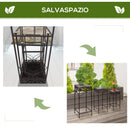 Set di 3 Pezzi Sgabelli Supporto per Piante Classico in Ferro Marrone 