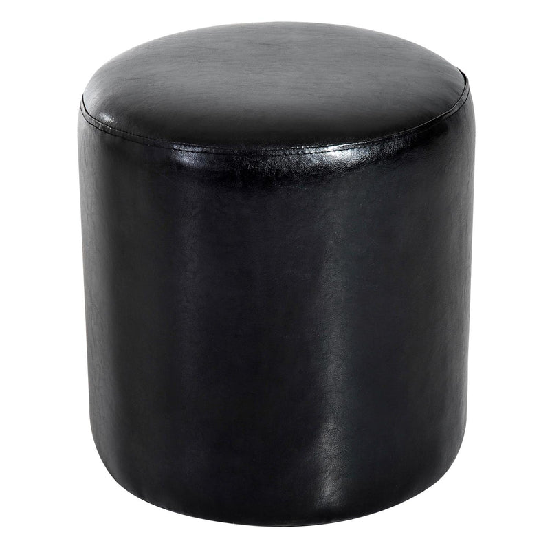 Pouf Poggiapiedi Sgabello Tondo Imbottito in Similpelle Nero 45x45x50 cm 