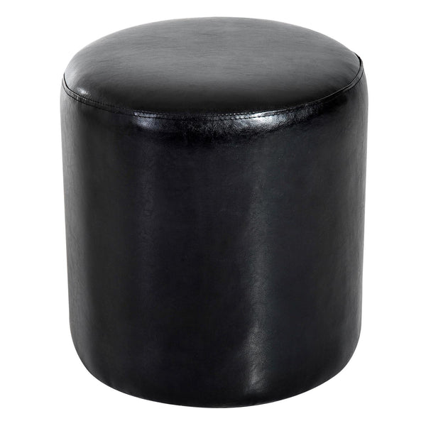 Pouf Repose-pieds Tabouret Rond Rembourré en Simili Cuir Noir 45x45x50 cm sconto