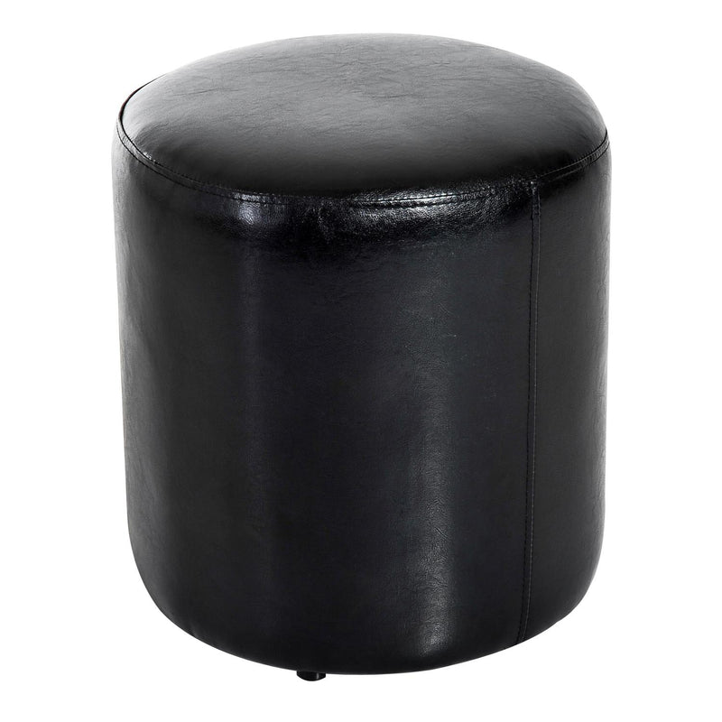 Pouf Poggiapiedi Sgabello Tondo Imbottito in Similpelle Nero 45x45x50 cm 