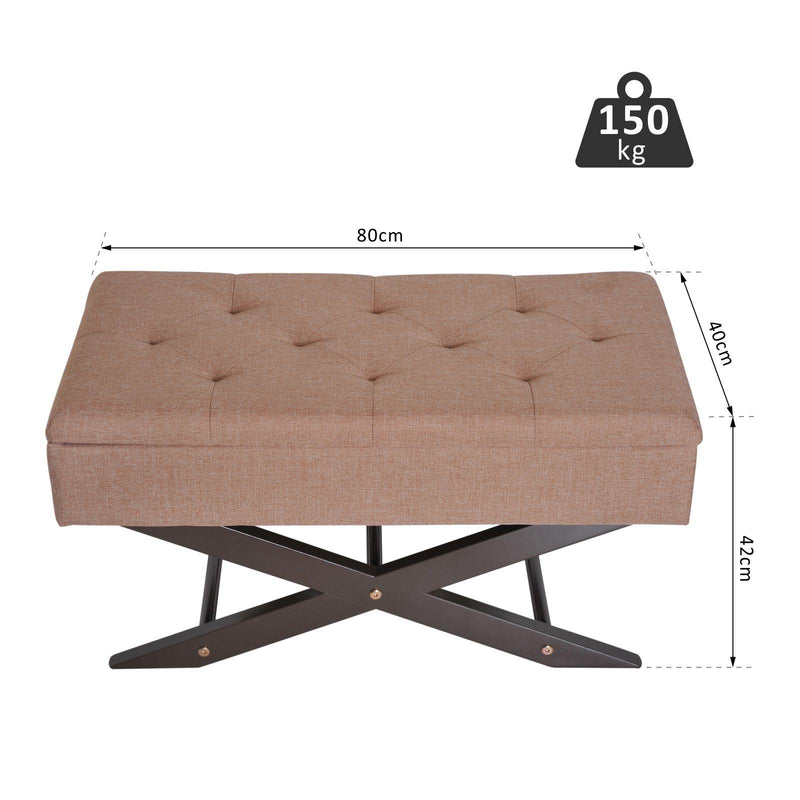 Cassapanca Pouf Contenitore Imbottito Marrone 80x40x42 cm 
