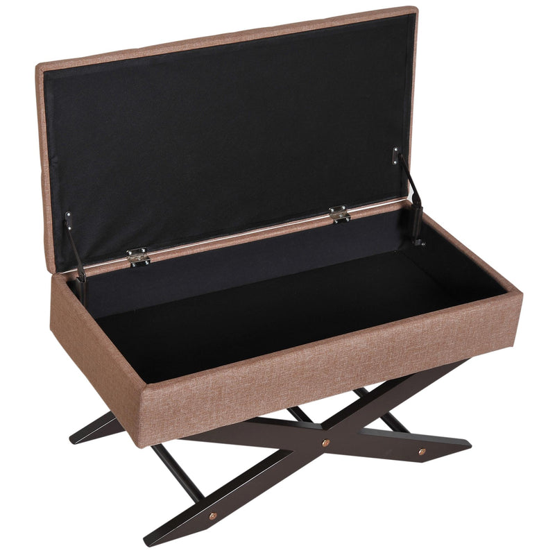 Cassapanca Pouf Contenitore Imbottito Marrone 80x40x42 cm 