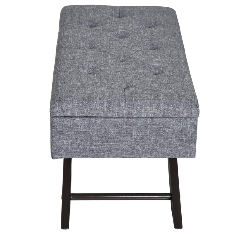 Cassapanca Pouf Contenitore Imbottito Grigio 80x40x42 cm 