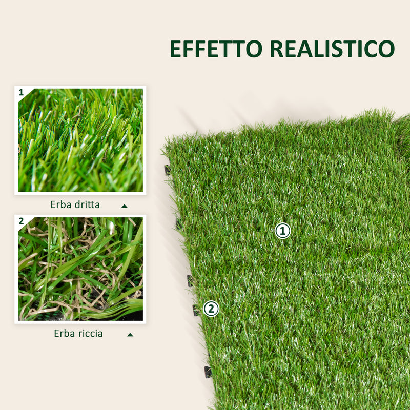 Pavimentazione da Esterno Incastrabile 10pz 30x30 cm Prato Sintetico 