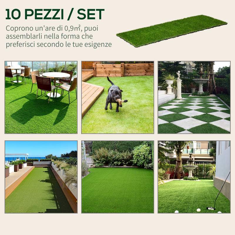 Pavimentazione da Esterno Incastrabile 10pz 30x30 cm Prato Sintetico 
