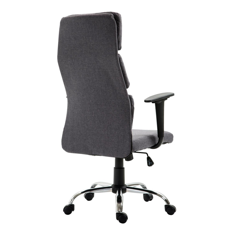 Poltrona da Ufficio Girevole Schienale Alto Regolabile in Tessuto Grigio 50x56.5x117-127 cm 