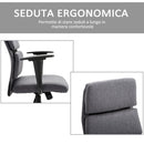 Poltrona da Ufficio Girevole Schienale Alto Regolabile in Tessuto Grigio 50x56.5x117-127 cm 