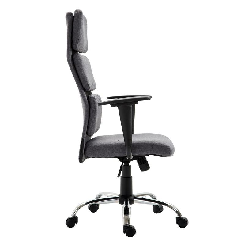 Poltrona da Ufficio Girevole Schienale Alto Regolabile in Tessuto Grigio 50x56.5x117-127 cm 