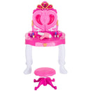Specchiera con Cassetto e Sgabello Giocattolo per Bambine Rosa 