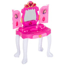 Specchiera con Cassetto e Sgabello Giocattolo per Bambine Rosa 