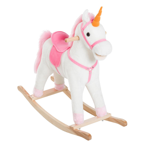 sconto Chaise berçante pour enfant en bois Licorne blanche et rose