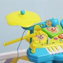 Set Batteria e Pianoforte Giocattolo per Bambini Blu e Giallo 
