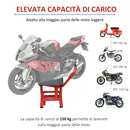 Cavalletto Solleva Moto Altezza Regolabile in Acciaio Rosso 28x34x30-40 cm 