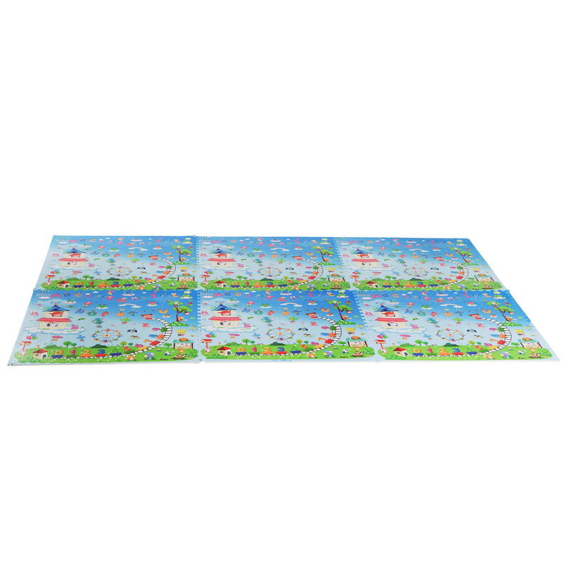 Tappeto Puzzle per Bambini Disegno Fantasia 24 Tessere 61.5x61.5 cm 