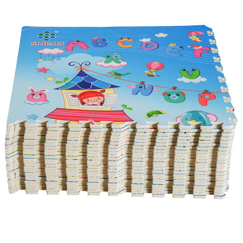 Tappeto Puzzle per Bambini Disegno Fantasia 24 Tessere 61.5x61.5 cm 