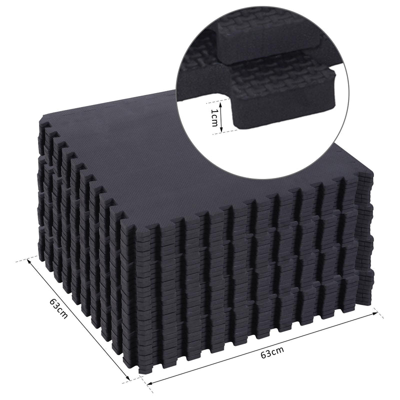 Tappeto Puzzle 32 Pezzi 63x6 cm in EVA Morbido Nero 