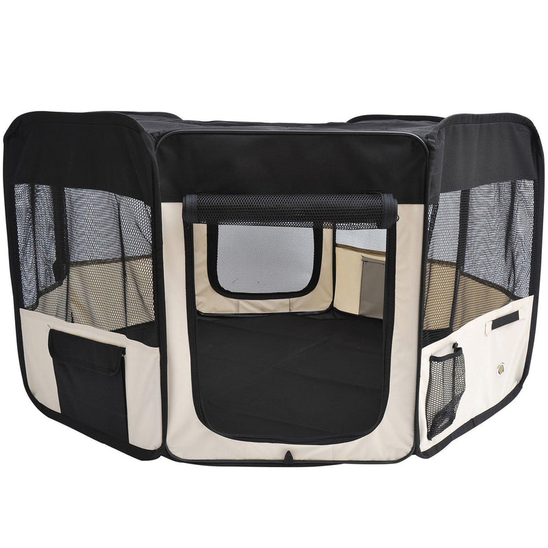 Box per Animali Cani Gatti pieghevole bianco e ero 125x48x58 cm 