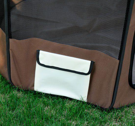 Box Recinto per Cani Pieghevole in Oxford Marrone-crema Ø116x71 cm 