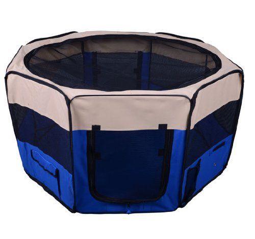 acquista Parc pliable pour animaux de compagnie 125x125x58 cm Bleu foncé