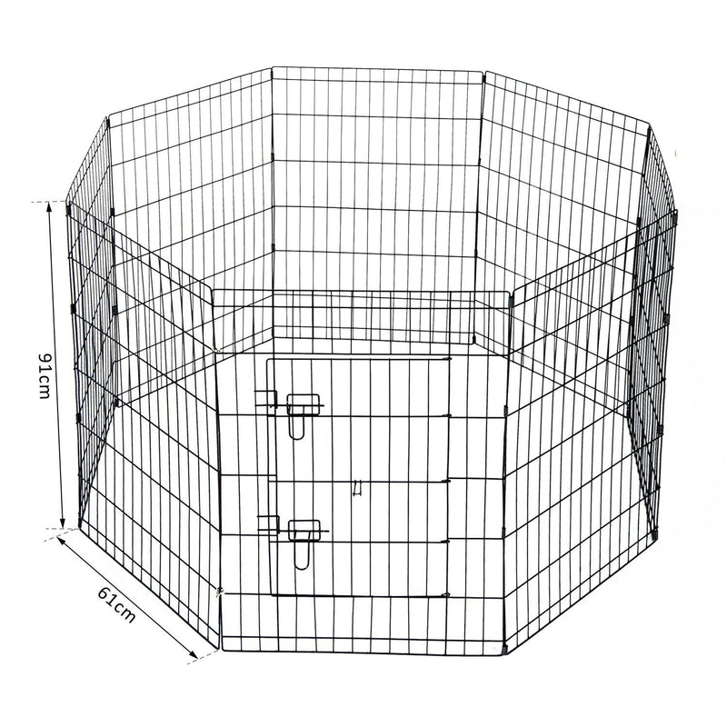 Recinto per Cani Gatti Cuccioli Roditori 8 Pezzi Nero 91x61 cm 