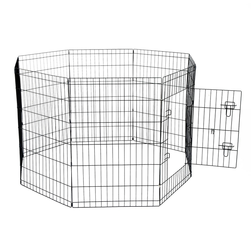Recinto per Cani Gatti Cuccioli Roditori 8 Pezzi Nero 91x61 cm 