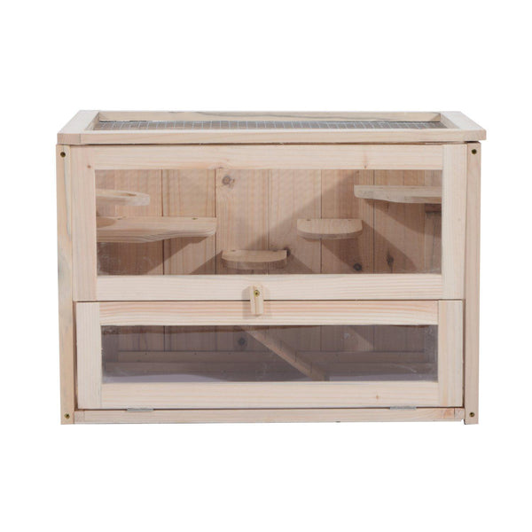 sconto Cage pour Hamsters et Petits Rongeurs en Bois de Sapin 60x35x42 cm