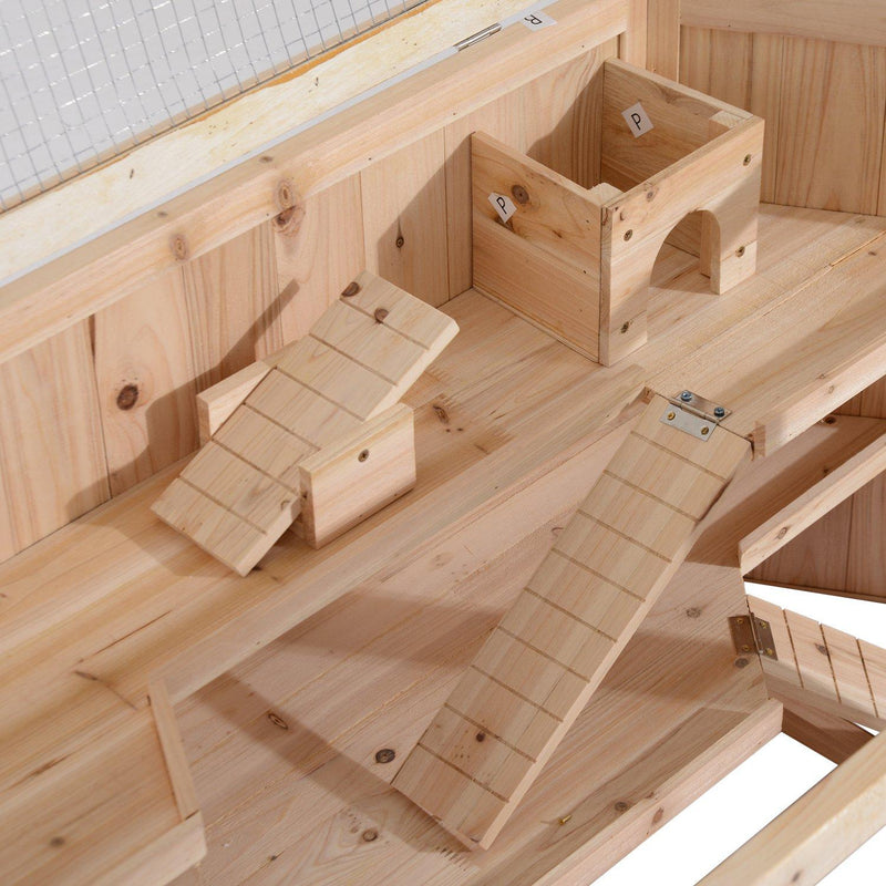 Gabbia per Roditori e Criceti a 2 Ripiani con Tetto Apribile in Legno 115x60x58 cm 