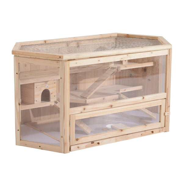 acquista Cage pour rongeurs et hamsters avec 2 étagères avec toit en bois 115x60x58 cm