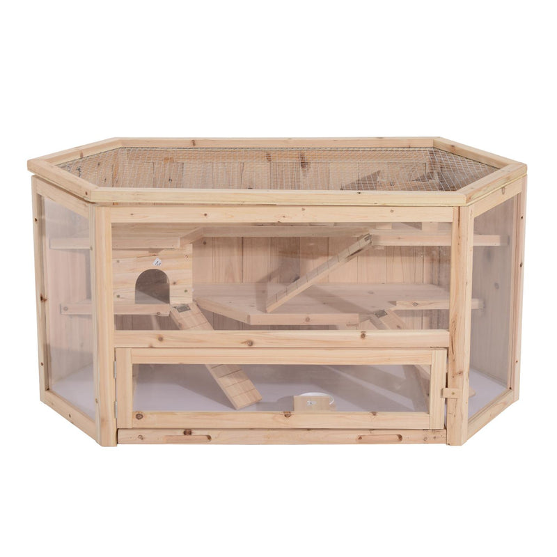 Gabbia per Roditori e Criceti a 2 Ripiani con Tetto Apribile in Legno 115x60x58 cm 