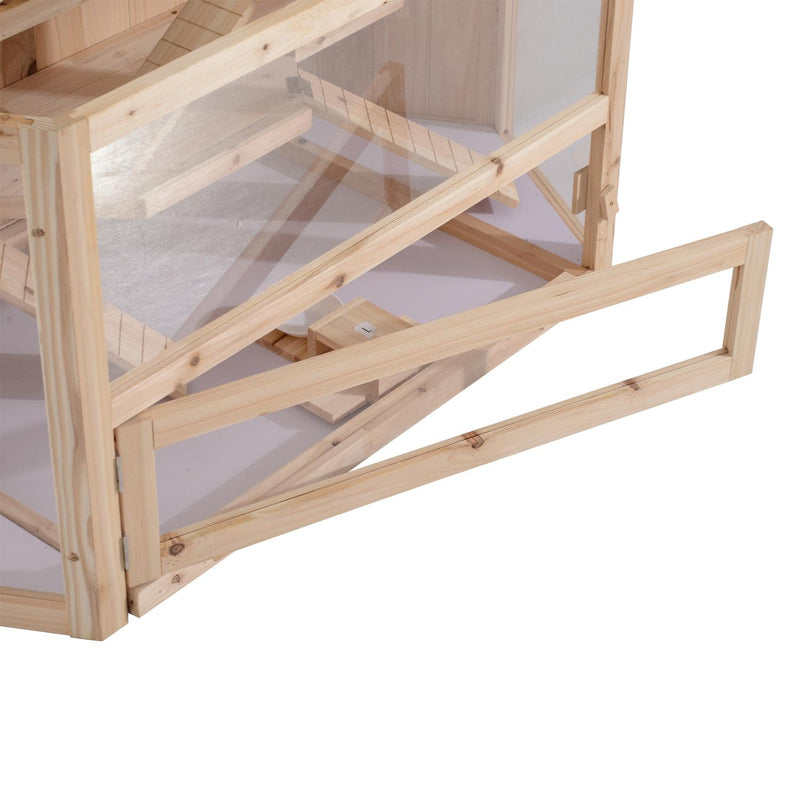 Gabbia per Roditori e Criceti a 2 Ripiani con Tetto Apribile in Legno 115x60x58 cm 