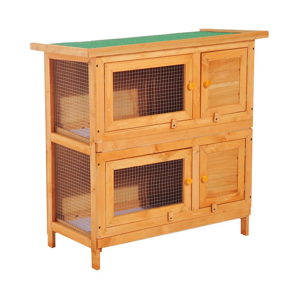 acquista Cage pour Lapins Hutch Outdoor en Bois de Sapin 90x45x90 cm