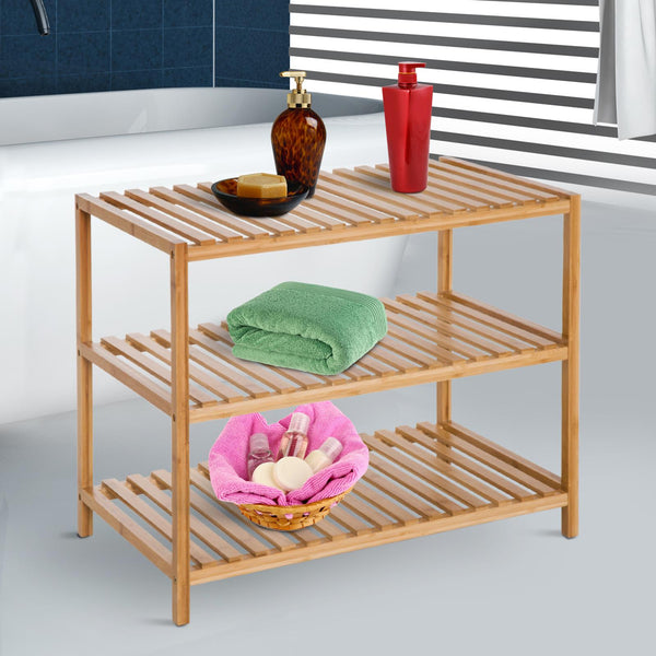 Étagère de Rangement en Bambou avec 3 Étagères 65x40x55 cm sconto