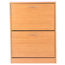 Scarpiera Salvaspazio 2 Cassetti con Ripiani Regolabili in Legno Marrone 60x24x80 cm 