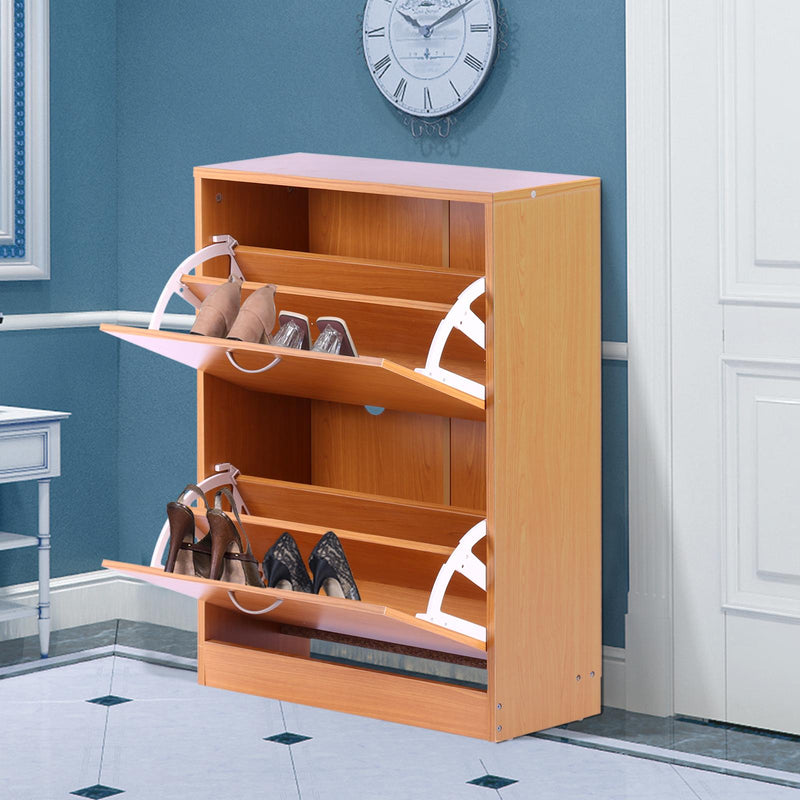 Scarpiera Salvaspazio 2 Cassetti con Ripiani Regolabili in Legno Marrone 60x24x80 cm 