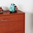 Scarpiera con 3 Ante a Ribalta e un'Anta Porta Ombrelli in Legno Noce 80x24x120 cm 