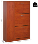 Scarpiera con 3 Ante a Ribalta e un'Anta Porta Ombrelli in Legno Noce 80x24x120 cm 