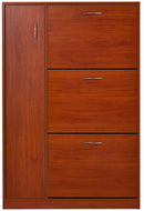 Scarpiera con 3 Ante a Ribalta e un'Anta Porta Ombrelli in Legno Noce 80x24x120 cm 