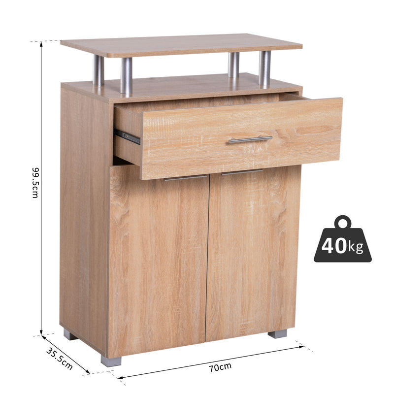 Scarpiera a 3 Ripiani e un Cassetto in Legno 70x35.5x99.5 cm 