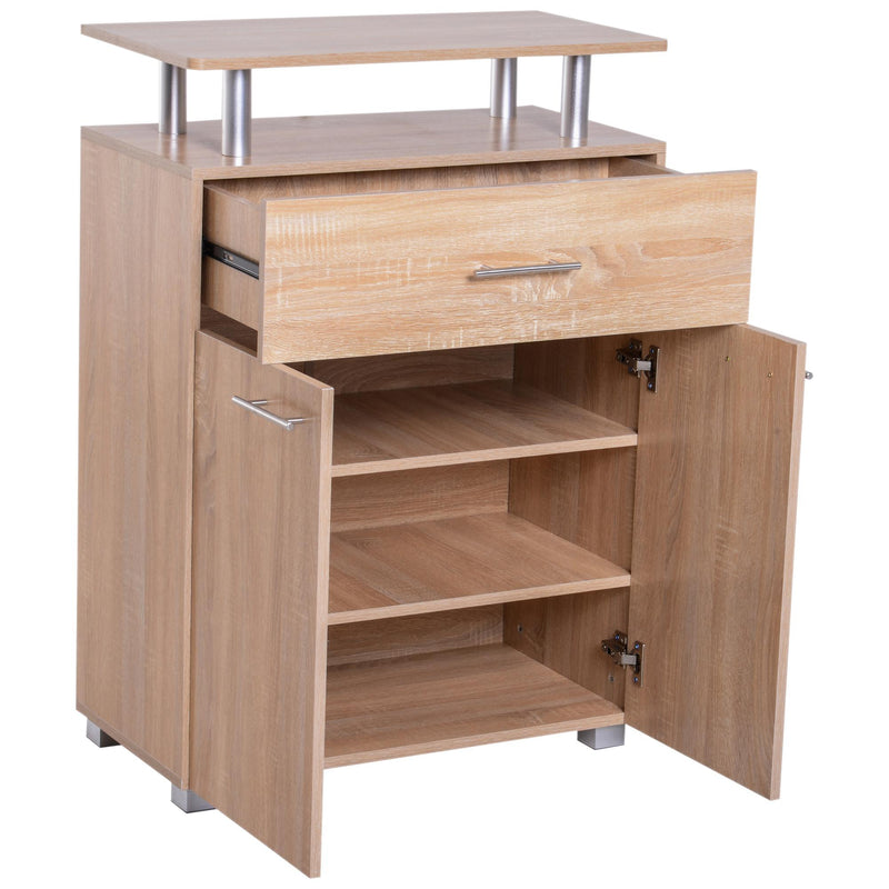 Scarpiera a 3 Ripiani e un Cassetto in Legno 70x35.5x99.5 cm 