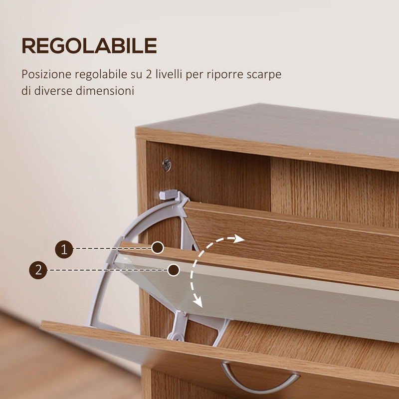 Scarpiera Salvaspazio Capacità 24 Paia Legno naturale 120x24x81 cm 