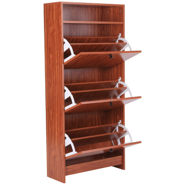 Étagère à chaussures 3 compartiments Bois naturel 60x24x132 cm sconto