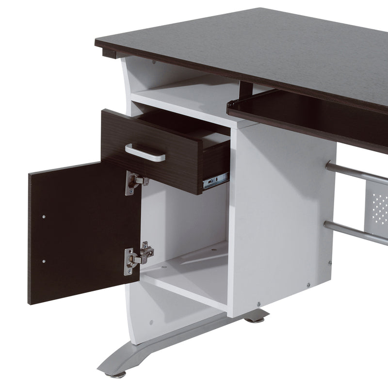 Scrivania da Ufficio Porta PC Cassetti in Legno Marrone 100x52x75 cm 