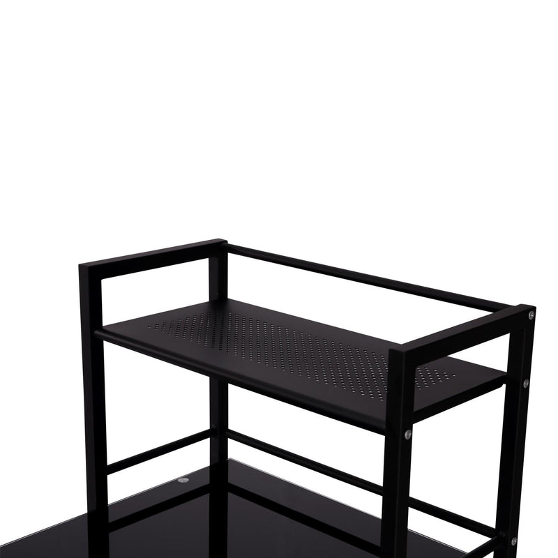 Scrivania per Computer in Vetro Temperato e Ferro Nero 125x63x113 cm 