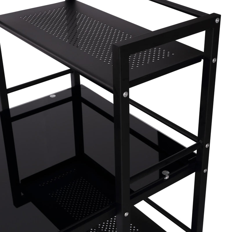 Scrivania per Computer in Vetro Temperato e Ferro Nero 125x63x113 cm 