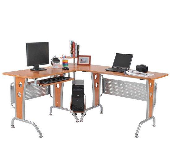 Scrivania da Ufficio ad Angolo Porta PC in Legno Marrone 