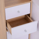 Scrivania con Scaffalatura 5 Ripiani e 2 Cassetti in Legno Bianco Rovere 153x60x148 cm 