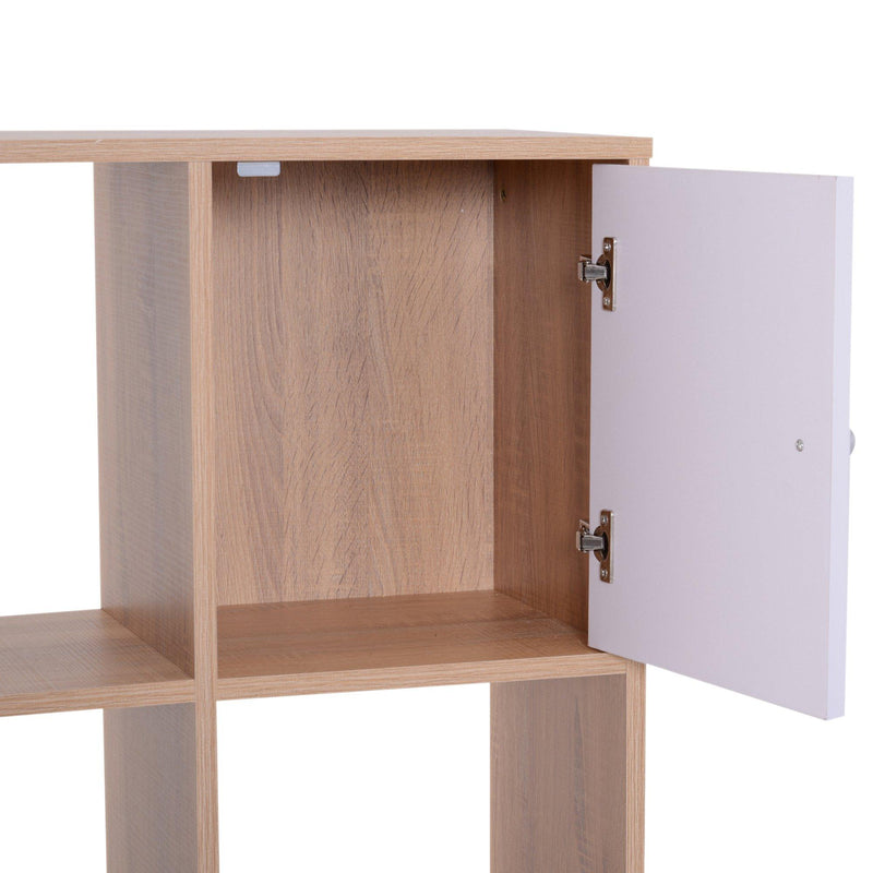 Scrivania con Scaffalatura 5 Ripiani e 2 Cassetti in Legno Bianco Rovere 153x60x148 cm 