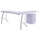 Scrivania Moderna ad Angolo con Cassetti in Legno Bianco 152x144x76 cm 